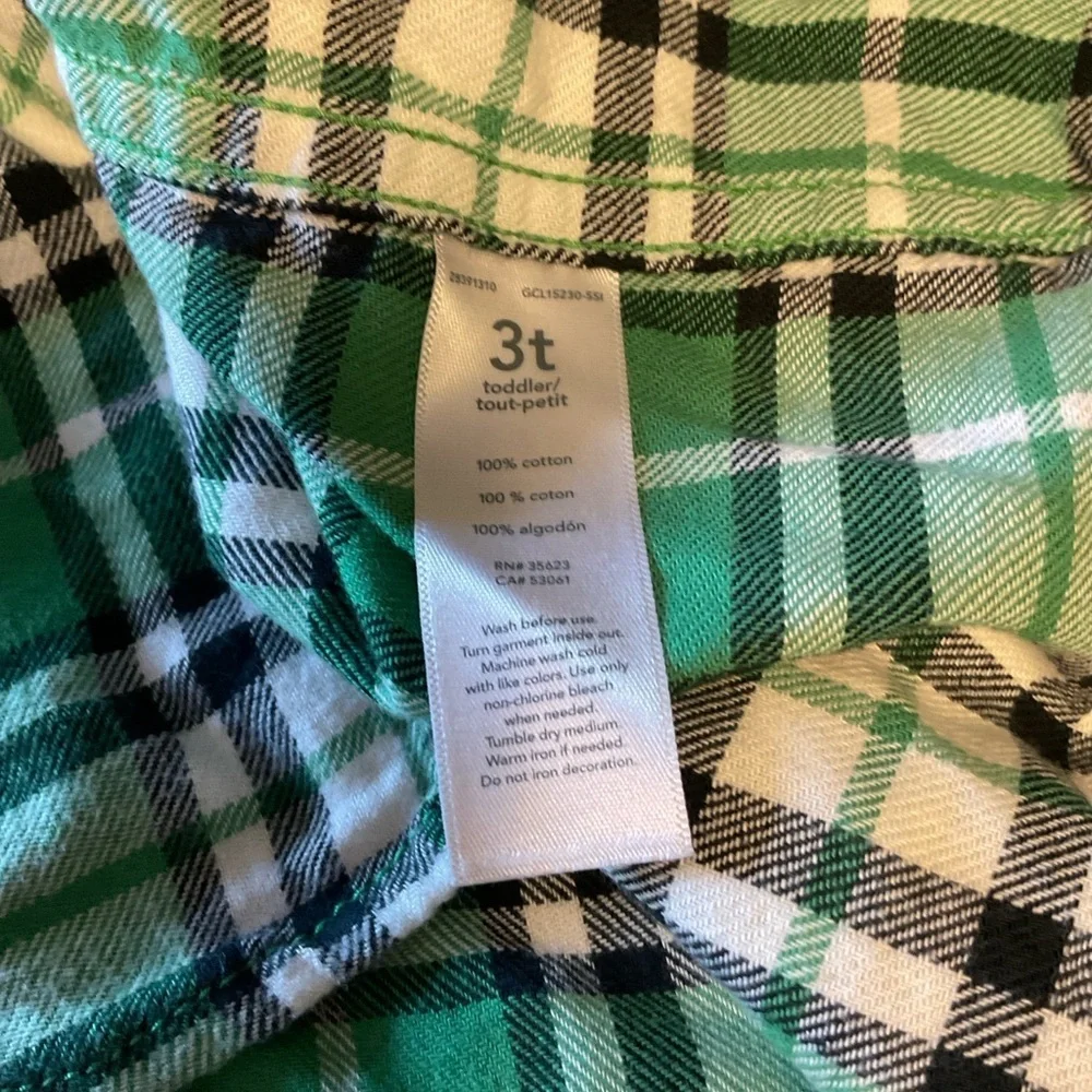 Carter's Green and White Plaid Button Down Shirt